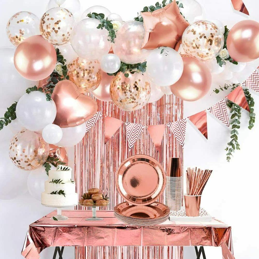 vaisselle jetable rose nappe rideau bruant ballon