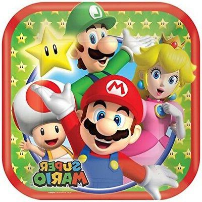 vaisselle papier carres super mario 18 cm