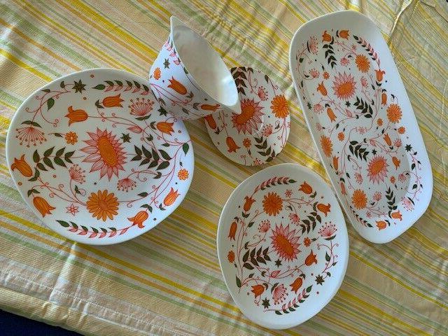 vintage retro70 melamine pique nique 5 pieces