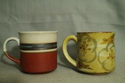 Lot 2 Vintage Gr&egrave;s Pottery Caf&eacute; Tasse Bonnets. Marron Gris
