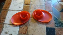 lot de 2 Coquetiers en plastique rouge retro vintage ann&eacute;es