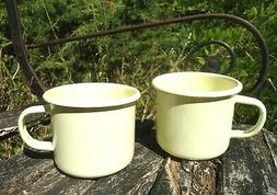 LOT DE 2 MUG EMAILLES 8 cm  ivoire &eacute;mail v&eacute;ritable Cuit &agrave;
