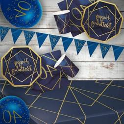 Marine Bleu et Or 40th G&eacute;ode F&ecirc;te Fournitures Vaisselle, D