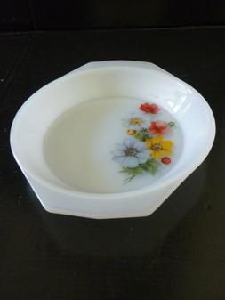 petit plat rond 16 cms &agrave; oreilles anses d&eacute;cor fleurs jaune