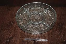 plat rond compartiment&eacute; en verre