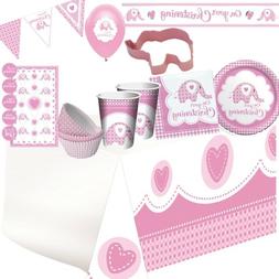 Rose Fille B&eacute;b&eacute; &Eacute;l&eacute;phant Bapt&ecirc;me F&ecirc;te Vaisselle, D&eacute;co
