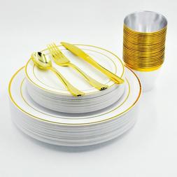 M&eacute;nag&egrave;re Plastique 25 Invit&eacute;s Assiettes Couverts Verre