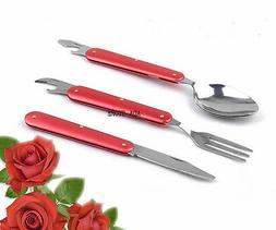 Couteau Multifonction Rouge - Instrument De Camping Et Cuisine - Générique