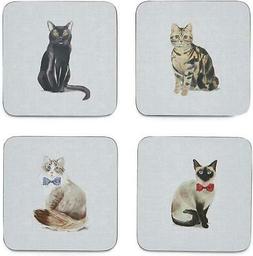 Set De 4 Blanc Curieux Design Chats sous-Verre D&icirc;ner Vaisse
