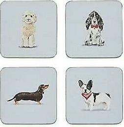 Set De 4 Bleu Pastel Curieux Chiens Design sous-Verre D&icirc;ner