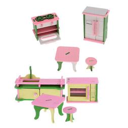 En Bois Color&eacute;e R&eacute;frig&eacute;rateur Maison De Poup&eacute;e Miniature