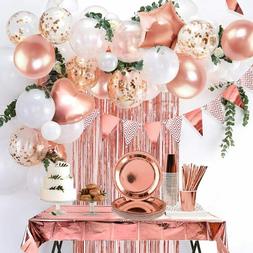 Jetable Rose Nappe Rideau Bruant Ballon Assiettes Fete Anniv