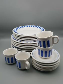 Vintage Bleu Blanche Ligne Hotesse C&eacute;ramique Assiettes Souc