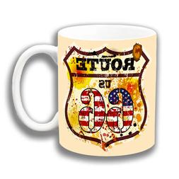 Vintage R&eacute;tro Route 66 Bouclier Th&eacute; Caf&eacute; Tasse No&euml;l Cade